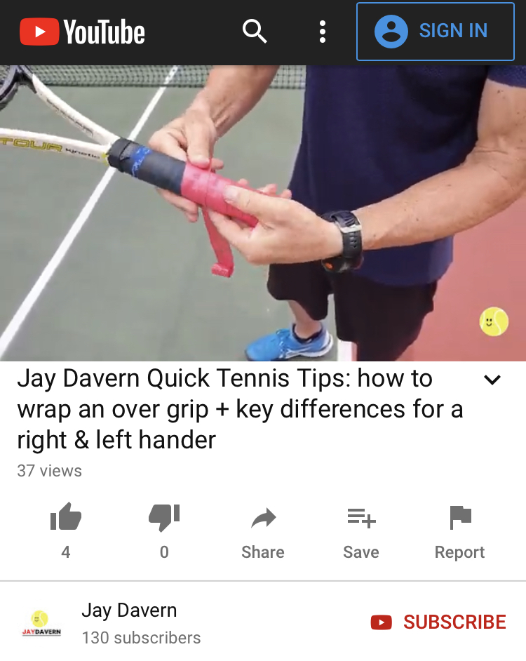Jay Davern  Quick Tennis Tips: how to put on an over grip for